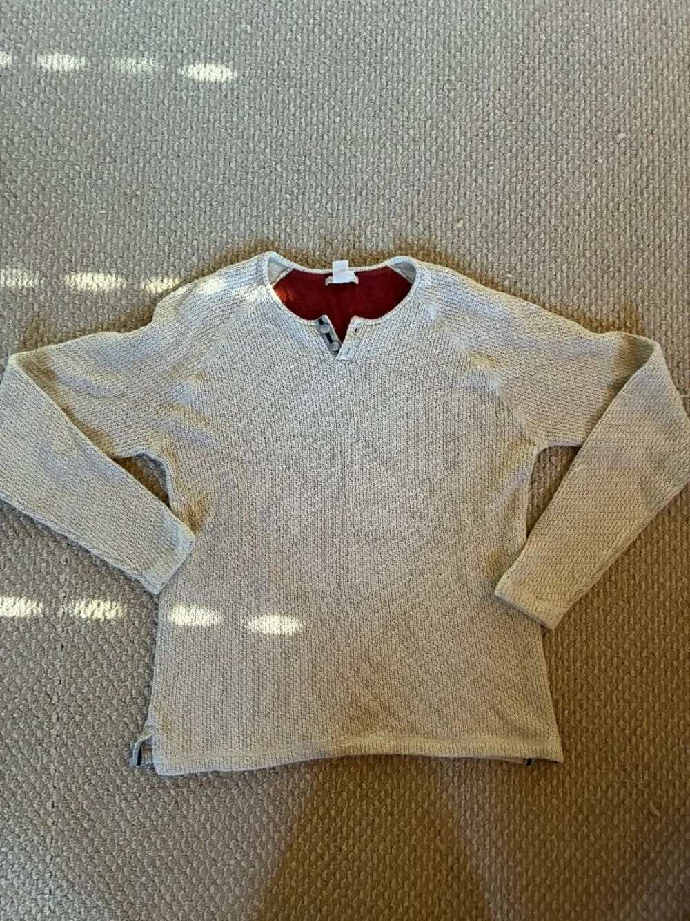 Carbon2Cobalt Large Henley Sweater 100% Cotton Biege Gorpcore